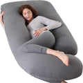 Pregnancy Pillows for Sleeping,U Shaped Full Body Pillow for Pregnancy Women with Removable Jersey Cotton Cover,57 Inch Maternity Pillow(Jersey,Dark Grey)