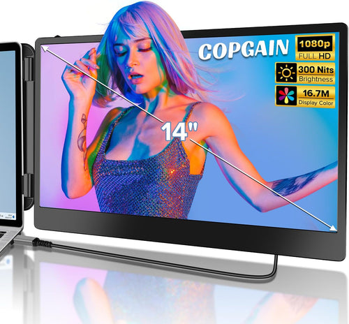 2023 Upgraded S1 14” Portable Monitor for Laptop Screen Extender Monitor 1080P FHD IPS Dual Laptop Monitor Extender Plug and Play Type-C/Hdmi for 13-17.3Inch Laptop（Windows,Mac,Android, Dex）